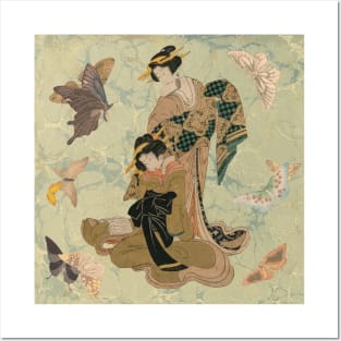 Vintage Geishas and Butterflies Posters and Art